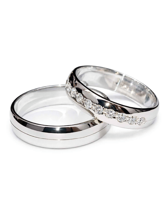 Argollas matrimoniales plata nacional 950 Modelo mil circones