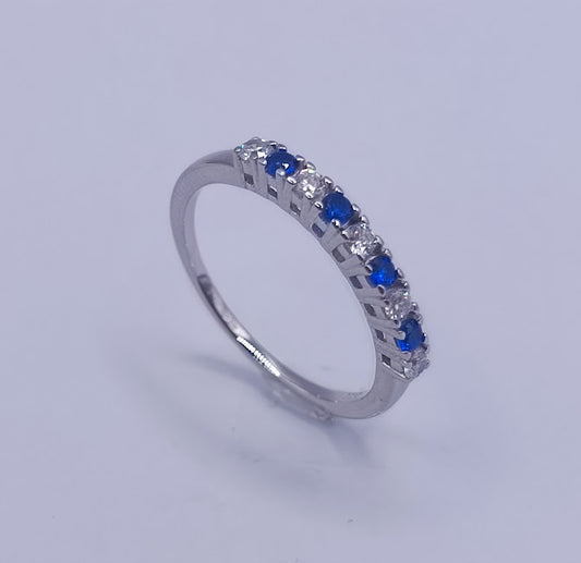 ANILLO PLATA ITALIANA 925 CINTILLO ZAFIRO BICOLOR