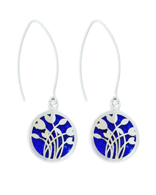 Aros colgantes lapislázuli tulipanes plata nacional 950