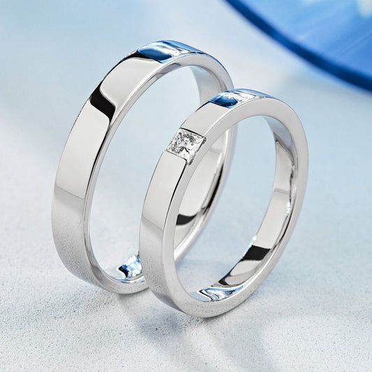Argollas matrimoniales plata nacional 950 Modelo Punto de luz