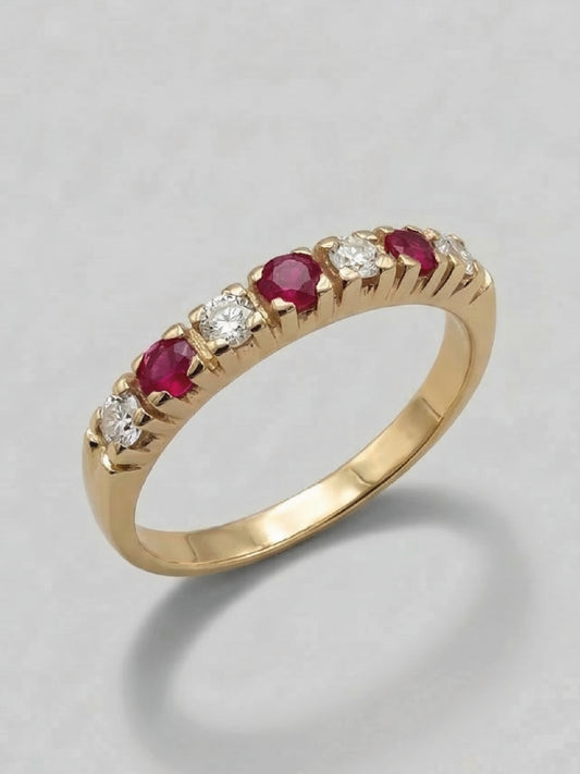 Anillo cintillo Oro 18k Rubí circón 3,0gr