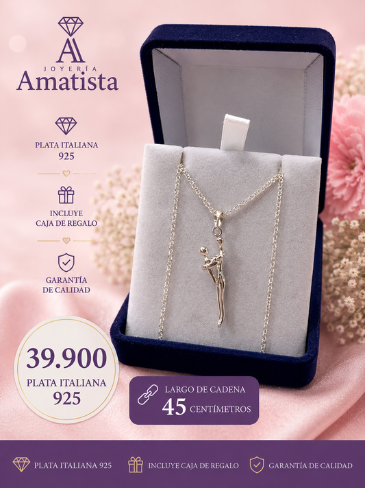 Collar abrazo eterno mamá e hijo Plata italiana 925