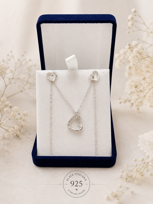 Conjunto corazón micro circón 45cm