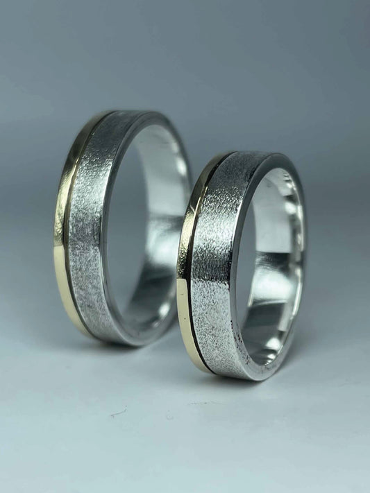 Argollas Matrimoniales Plata-Oro Satinadas