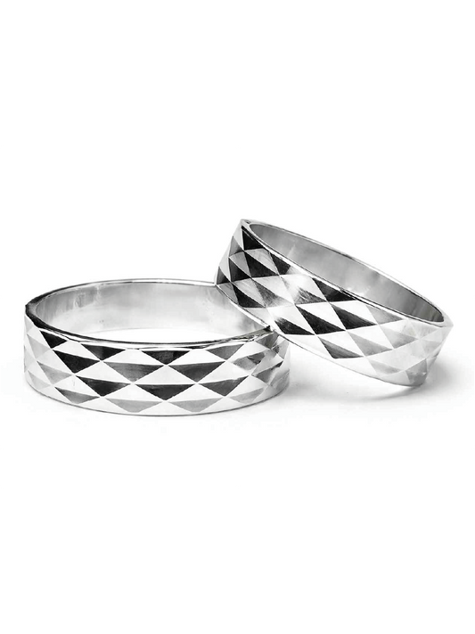 Argollas matrimoniales plata nacional 950 5mm Modelo Rombo