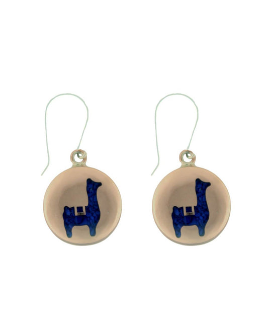 Aros colgantes de cobre esmaltado con lapislázuli Llama
