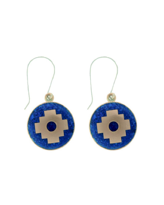 Aros colgantes de cobre esmaltado con lapislázuli