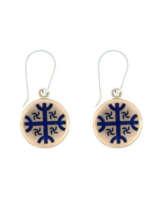 Aros colgantes de cobre esmaltado con lapislázuli Mapuche