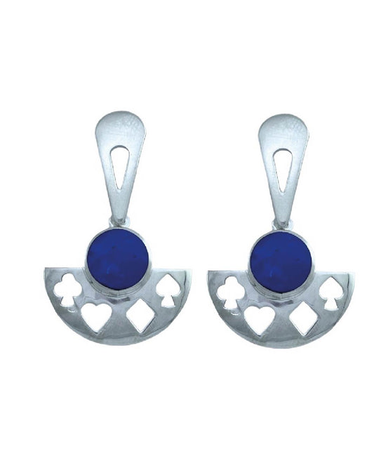 Aros colgantes piedra lapislázuli,  plata nacional 950
