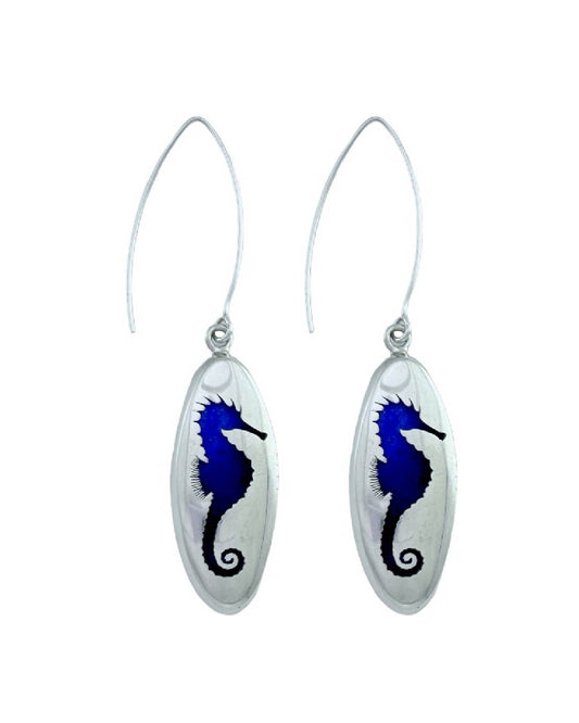 Aros colgantes lapislázuli caballito de mar plata nacional 950