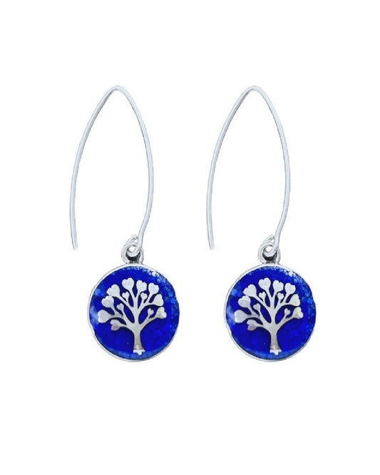 Aros colgantes lapislázuli árbol de la vida plata nacional 950