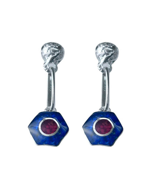 Aros colgantes lapislázuli y jaspe plata nacional 950