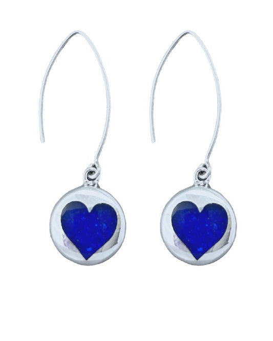 Aros colgantes lapislázuli corazón plata nacional 950