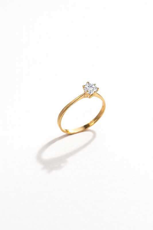 Anillo Oro 18k Solitario circón 1,5gr