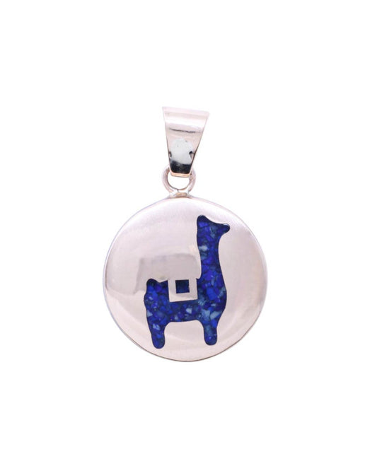 Colgante de plata nacional 950 con piedra lapislázuli diseño llama