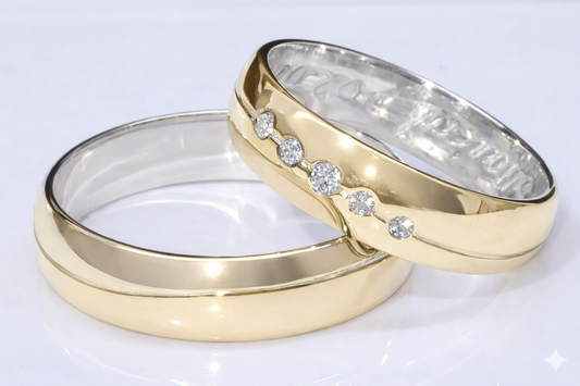 Argollas matrimoniales Plata/Oro 14k Reina Leticia