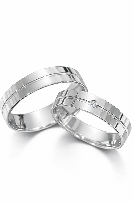 Argollas matrimoniales plata nacional 950 Modelo circón centro