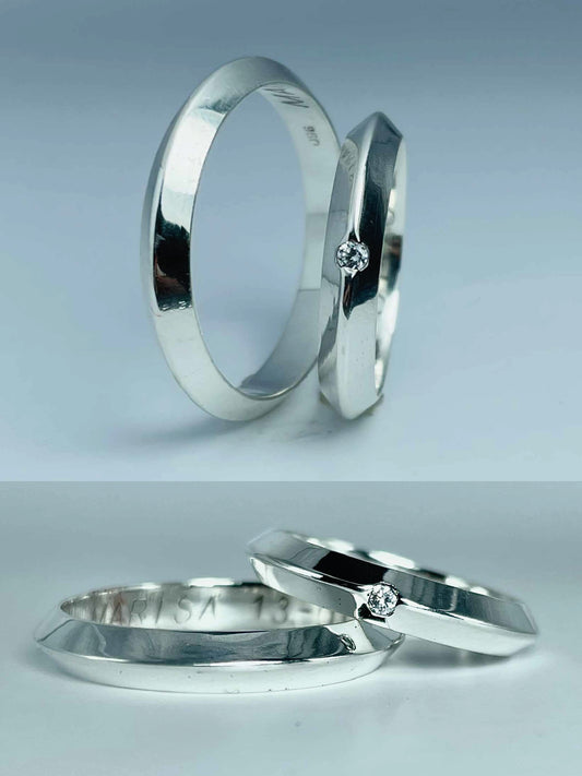 Argollas matrimoniales Plata Nacional 950 Circón