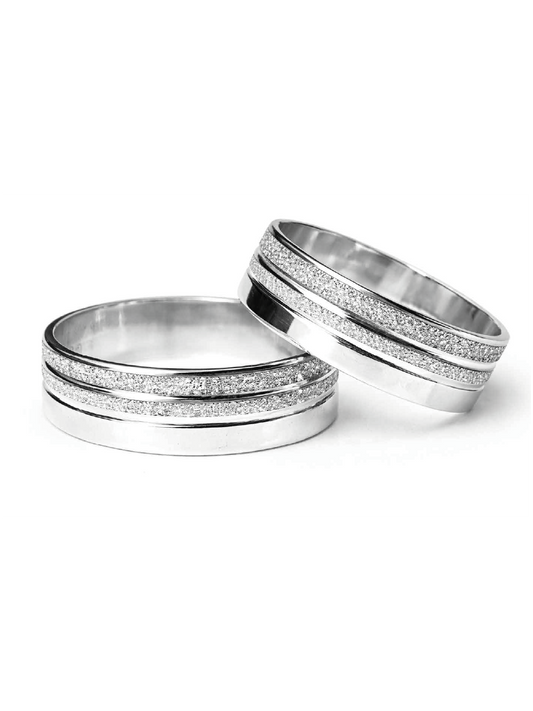 Argollas matrimoniales plata nacional 950 5mm Facetadas