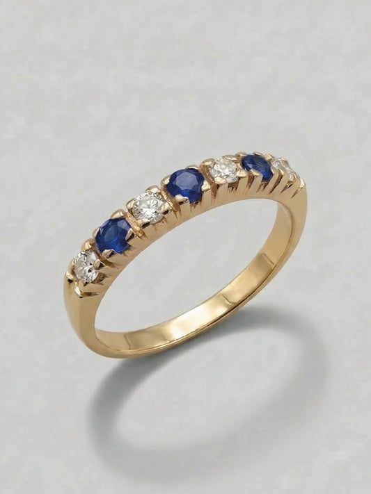 Anillo cintillo Oro 18k zafiro circón 3,0gr