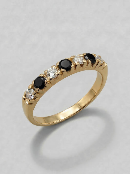 Anillo cintillo Oro 18k ónix circón 3,0gr