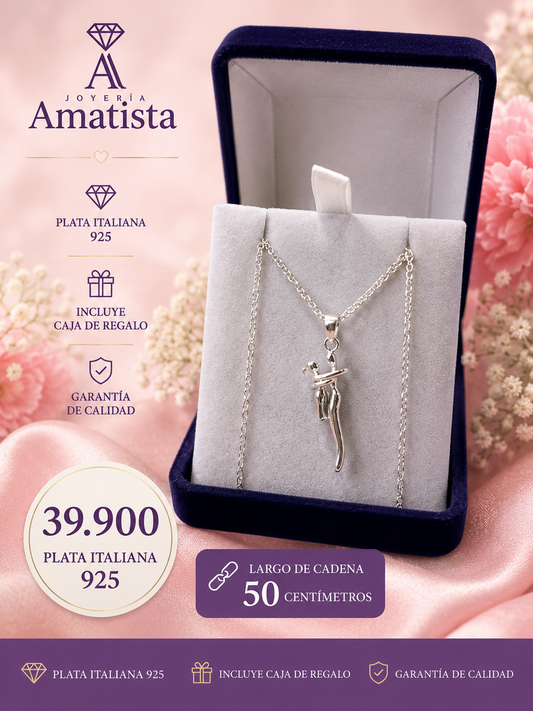Collar abrazo eterno mamá e hija Plata italiana 925