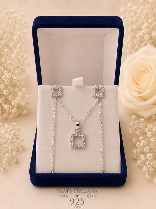 Conjunto micro circón Plata italiana 925
